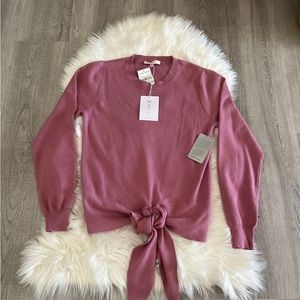 NWT WAYF sweater Blush Mauve Pink Long sleeve With Waist Tie Size MEDIUM